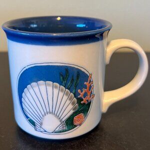 Vintage OTAGIRI  Embossed Scalloped Seashell ~ Coral ~ Seaweed Stoneware Mug